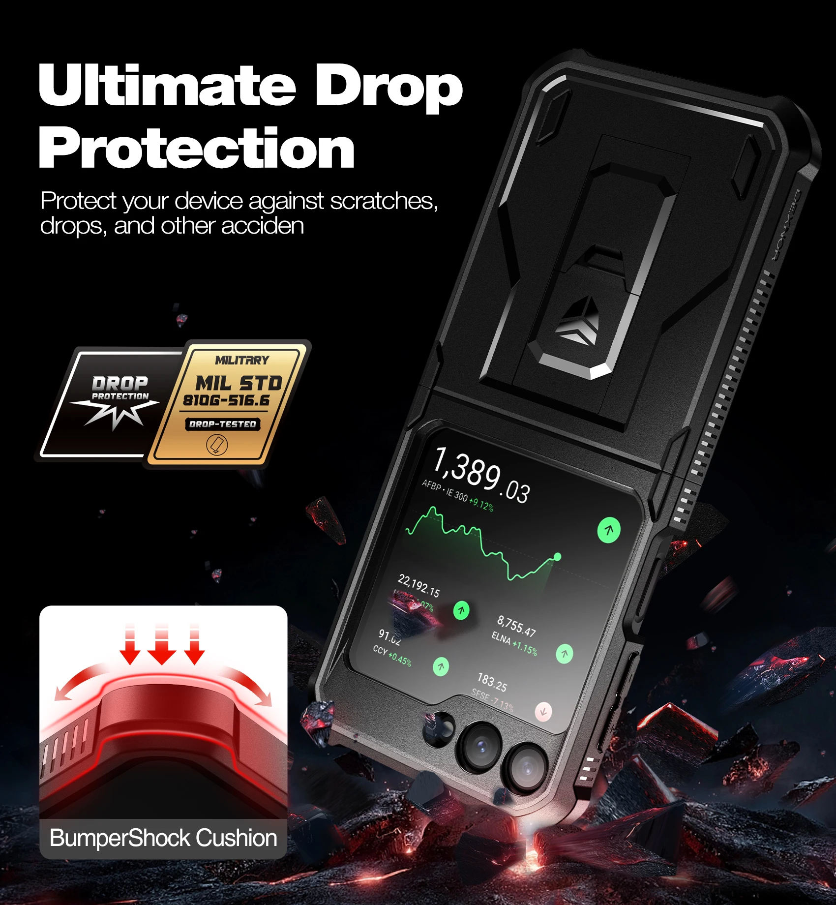 For Samsung Galaxy Z Flip 5 Case 5G (2023) Belt Clip Rugged Shockproof Bumper Protective Holster Case with Foldable Kickstand