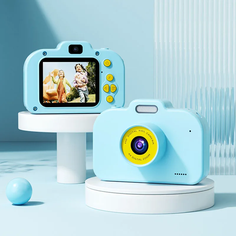 X2d Kinderspiel zeug 3c Kamera Flash Mini SLR Digital Pink Blue Cartoon Animation abs umwelt freundliches Material Typ-C