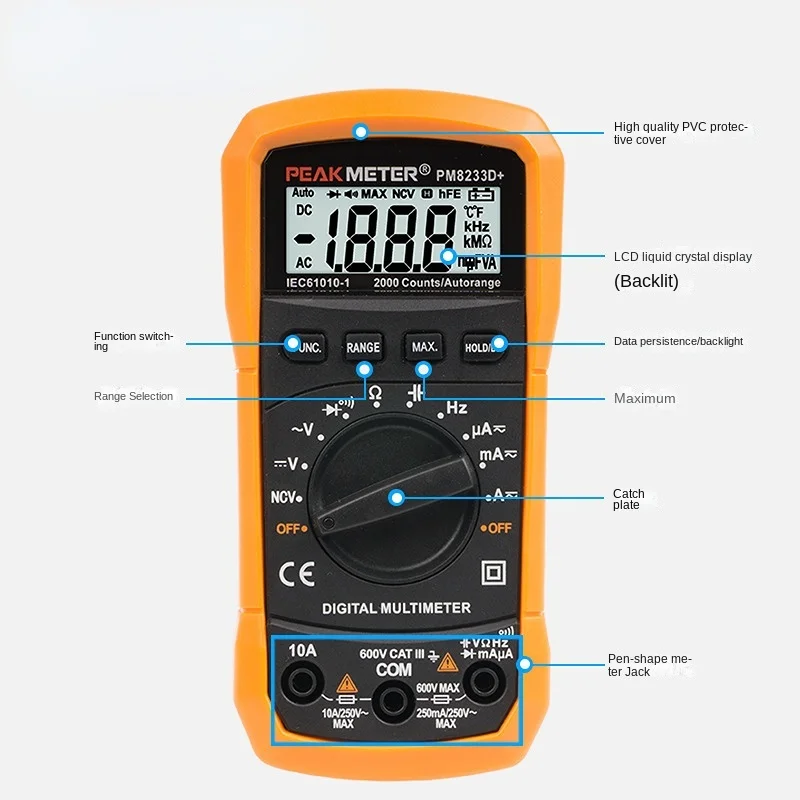 capacitor special for electricians PM8233D plus high-precision digital multimeter automatic range NCV