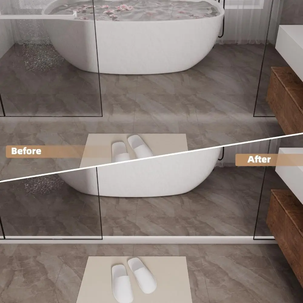 Dry and Wet Separation Shower Threshold Silicone Peel and Stick Seal Strip Collapsible Self Adhesive Splash Guard
