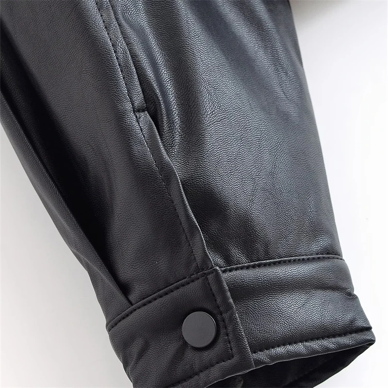 KEYANKETIAN Herbst Neue frauen Stehkragen Einreiher Lange Ärmeln Schwarz Leder Jacke Frauen Baseball Jersey