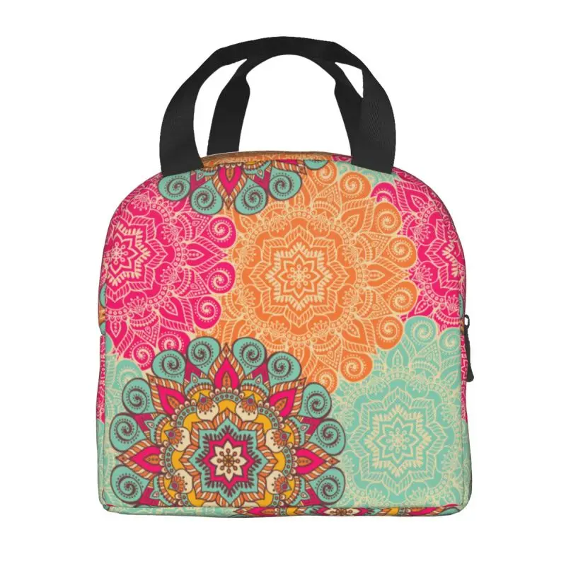 Custom Mandala Flower Deanfun Colorful Lunch Bag Men Women Cooler Warm Insulated Lunch Boxes for Kids School