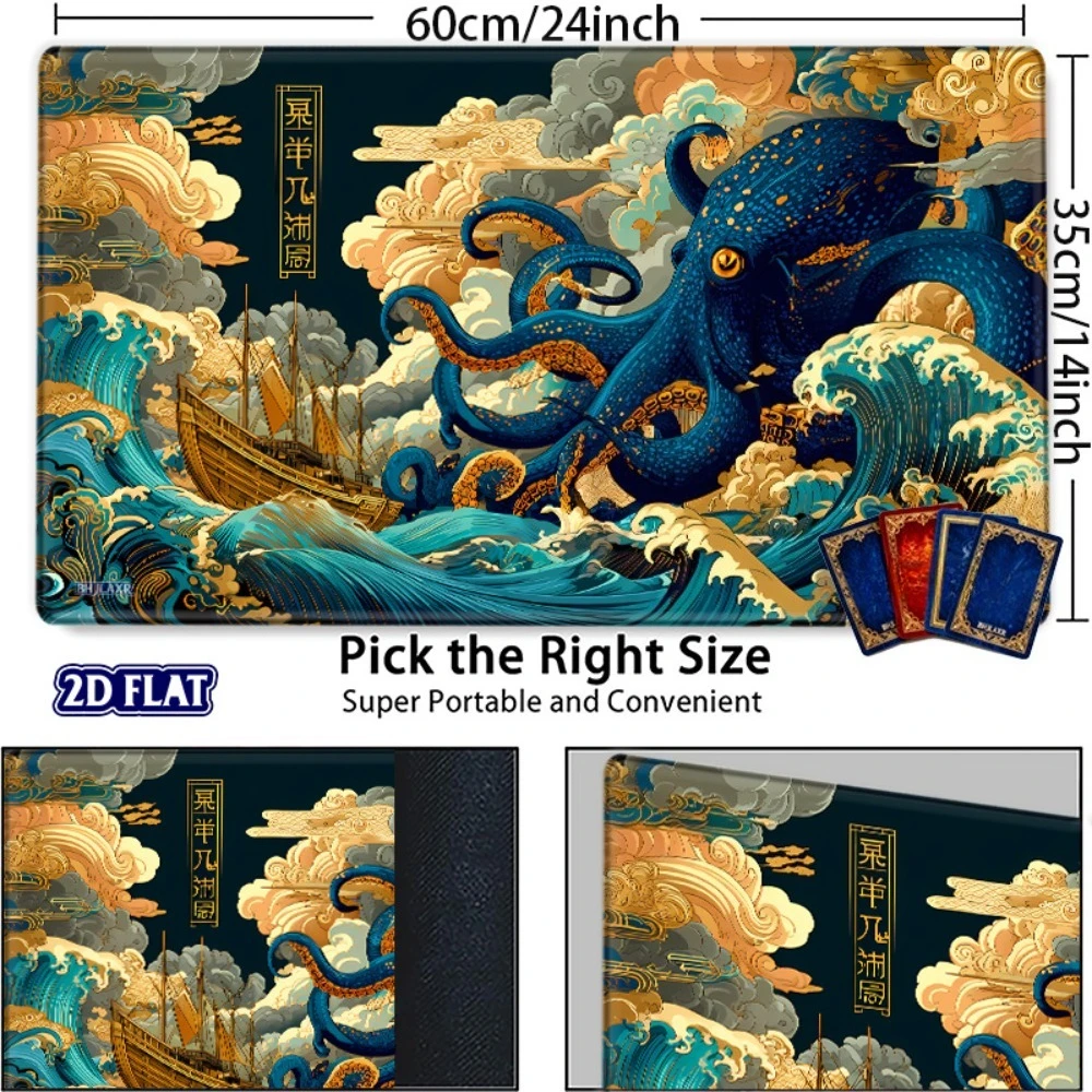 TCG Card Game Pad - Vintage Kraken Octopus and Ship Pattern Game Pad, Compatible with TCG/CCG Card Games, Dream Game Table Pad