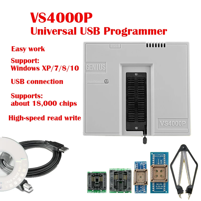 VS4000P VSpeed Universal USB Programmer LCD Bios Notebook Main Board Memory Read Write Burner PIC Chip Flash Support 18000+ Chip