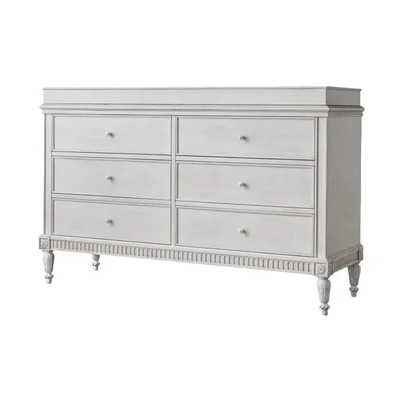 

American retro old solid wood six-chest cabinet, French simple living room, bedroom storage, locker furniture