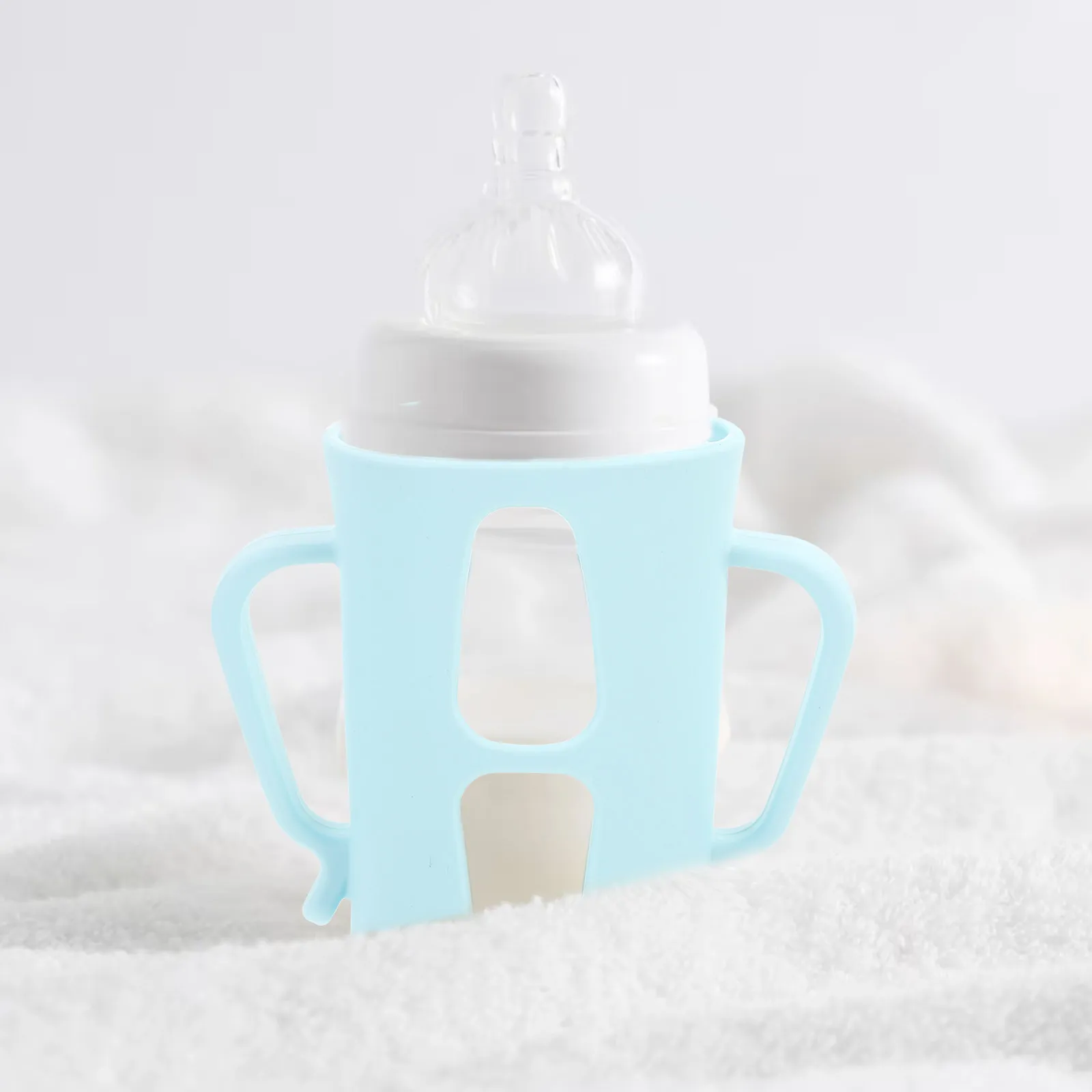

1 шт., силиконовый защитный чехол для детской бутылочки с ручкой, противоскользящий защитный чехол для детской бутылочки с рисунком, противоскользящий защитный чехол для младенцев