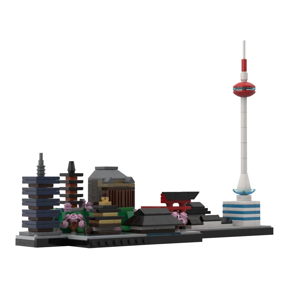 MOC Kyoto Skyline cegły Model słynna japońska architektura widok ulicy klocki DIY zabawki do montażu prezenty urodzinowe dla dzieci