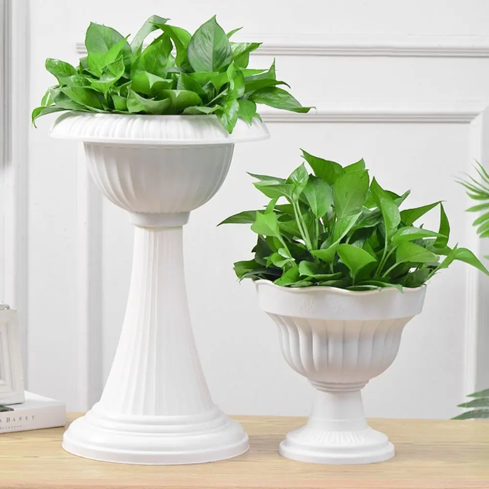 European Style White Roman Plant Flower Pot Retro Romantic Porch Planter Plastic Flower Planter Outdoor Indoor Decor