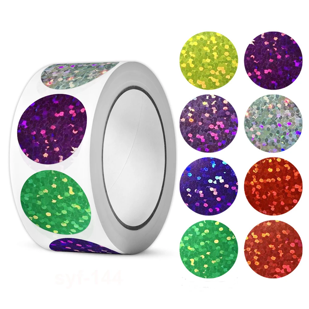 500pcs Holographic Colourful Round Sticker Wedding Gift Decor Stickers Seal Labels For Bakery Reward Stationery Sticker For Kids