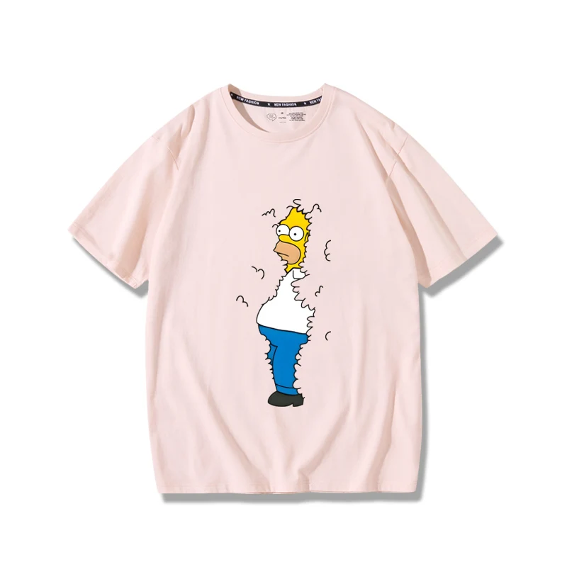 سمبسنز الرسوم المتحركة حول قصيرة الأكمام الرجال والنساء الوالدين والطفل ملابس الصيف 100% القطن فضفاضة تي شيرت غير رسمي الملابس