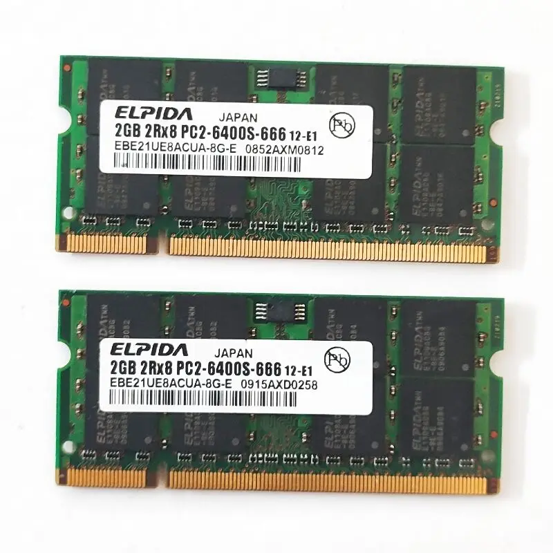 ELPIDA RAM 노트북 메모리, DDR2 2GB, 800MHz, 2GB, 2RX8 PC2-6400S-666, 1.8v, 2GB 800