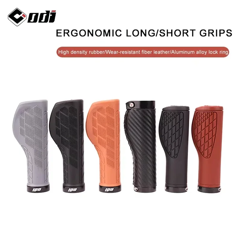 

MTB Ergonomics Grips Bicycle Long/Short High Quality Rubber Handlebar Anti-Skid Cover Fiber Leather Bike Gloves Turn Handle
