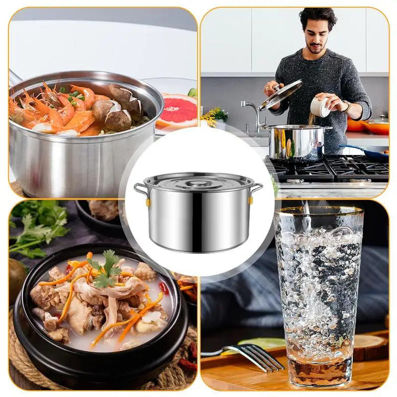 Pasta Pot Stainless Steel Large Capacity Stockpot Water Pitcher Canning Pot Steel Pot for Rice Soup Restaurant Sauce Oil At Home