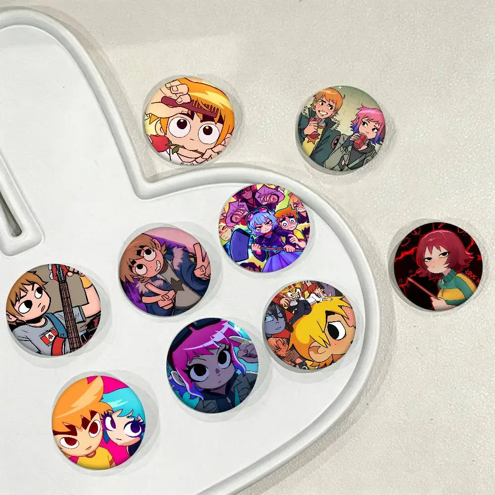 Funny Anime Scott Pilgrim Round Badge Creative Brooch Clothing Backpack Accessories Lapel Pin