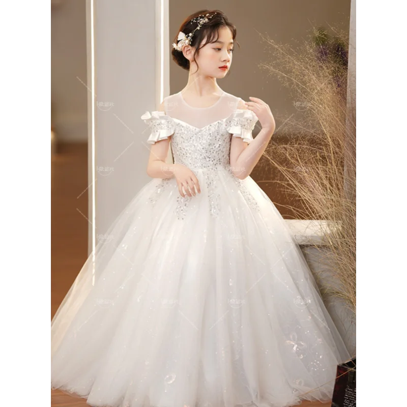 Girls Princess Dress, High-end Children's Performance Dress, Piano Performance , Western-style Wedding Dress, Fluffy Skirt