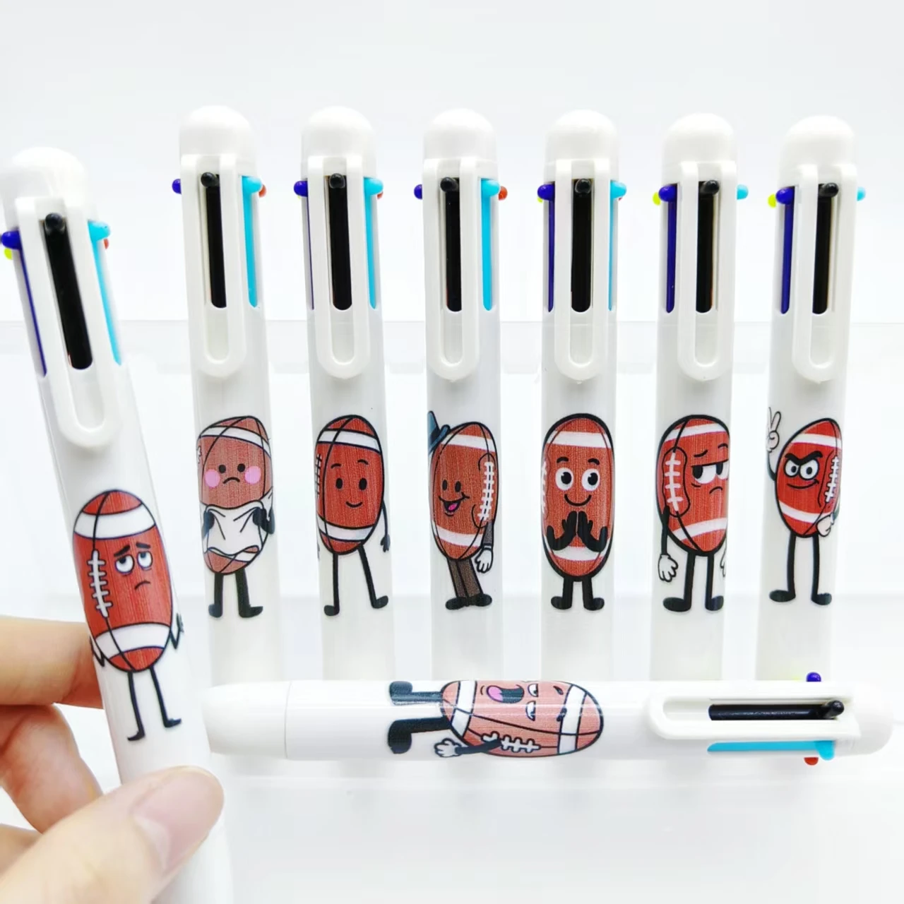 

8 шт./12 шт., шариковая ручка 6-в-1, белая серия, разноцветные канцелярские принадлежности, подарочная ручка