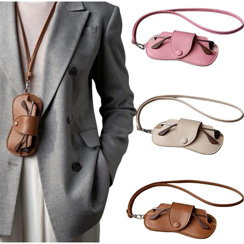 Fashion Leather Soft Sunglasses Case For Men Luxury Glasses Box Portable Hanging Glasses Case Cover Bag Eyeglasses Accessories