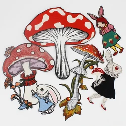Embroidered Fabric Patches Applique Sew on TShirt Bags Big Mushroom Rabbit Violin Patch DIY Sewing Accessories