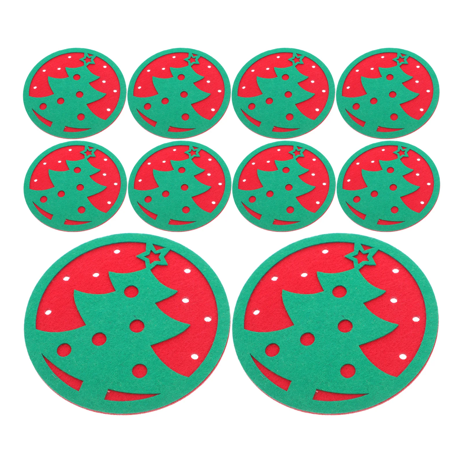 

20Pcs Felt Christmas Tree Coasters Heat Insulated Drink Mats for Table Protection Holiday Seasonal Decorations Bar Beer Wine