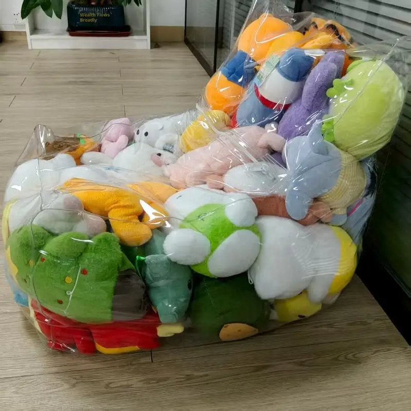 【Nice】Transparent Children Plush Toys Storage Chair Cover Bean Bag With Zipper Waterproof Capacity Large Doll Storage Bags
