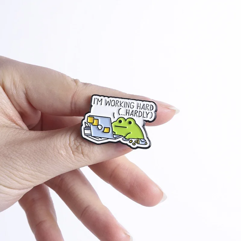 Brooch on Clothes Fun Frolicking Frog Pin Alloy Enamel Badge Funny Office Worker Accessories Brooch Badges for Clothes Pin