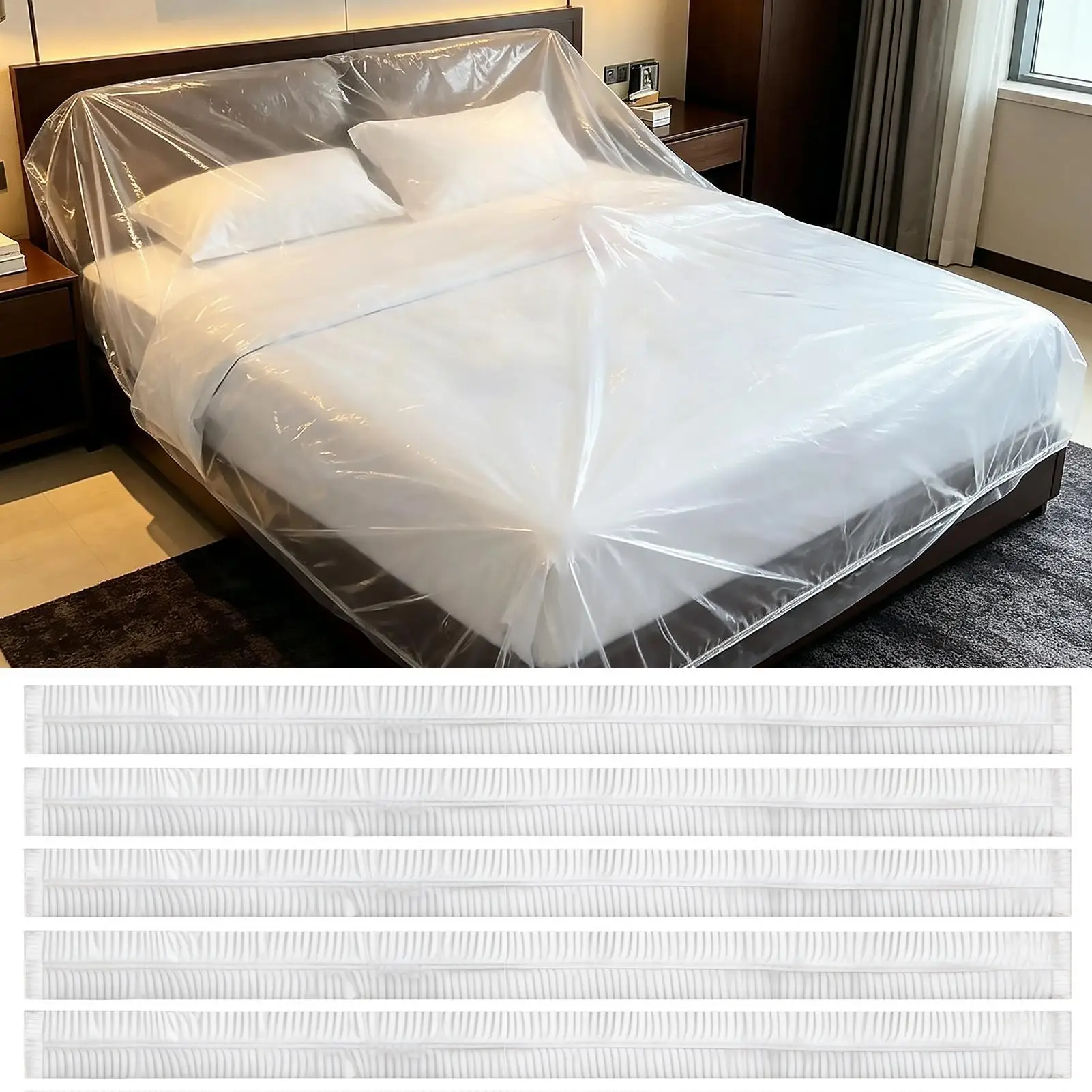 5pcs Stretchable Transparent Furniture Dust Covers For Sofa Couch Table Chair, Home Dorm Apartment Basement Attic
