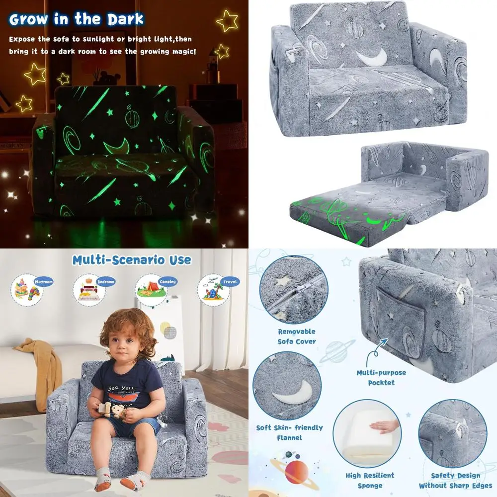 

Convertible Toddler Couch, 2-in-1 Sofa for Kids, Perfect for Boys and Girls, Ideal Birthday Gift, Space-Saving, Medium Size