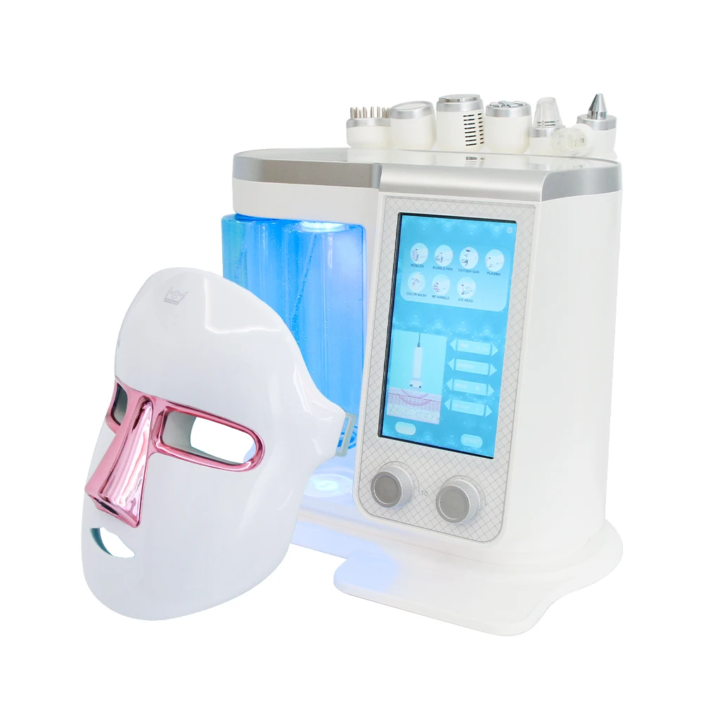 AOKO 7in1 Oxygen Dermabrasion Machine Facial Peeling Skin Tightening Cleansing Bubbles Beauty Facial Machine LED Mask For Salon