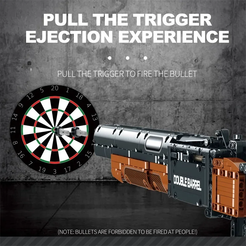 Double Barrel Shotgun Model Building Blocks Classic shotgun ตลับหมึกเข็มขัด Fire Building Blocks ของเล่นของขวัญคริสต์มาสของขวัญ