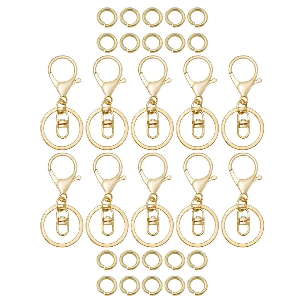 

1 Set Of Lobster Clasp Keychain Buckles Lightweight Wear-Resistant For Key Holder Making Diy Metal Circle Key Ring Accessories