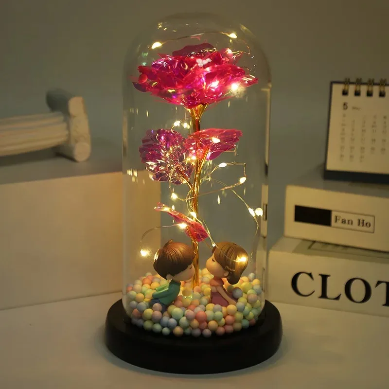 Rose Light Artificial Galaxy Rose Lamp with Butterfly LED Rose Flowers In Glass Chirstmas Wedding Valentine Gift for Girls Women