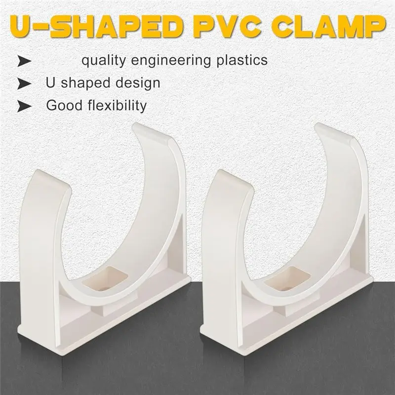 AEE2-50 Pack 2 Inch U-Shaped PVC Water Pipe Clamps Clips Pipe Hangers Holder Pex Tubing Clamps Plastic Water Pipes Support