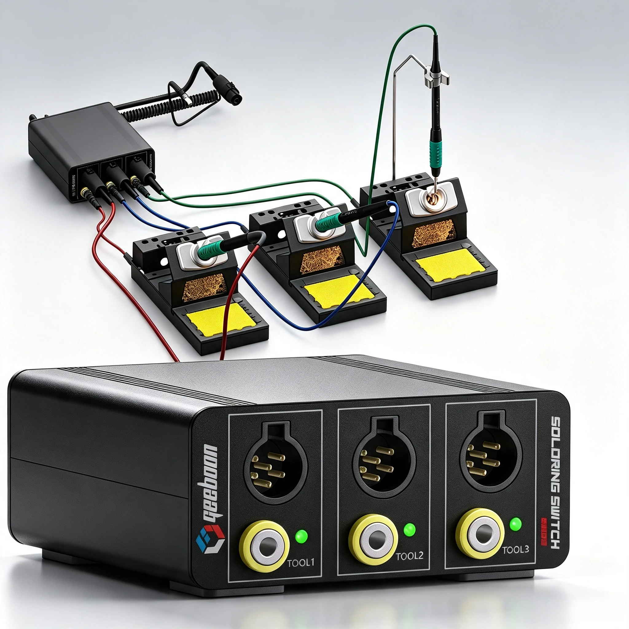 GEEBOON SW03 Soldering Station 3 Channel Switcher Multi Channel Expansion Compatible TA305 TC22 JBC Support 3 Working Stations