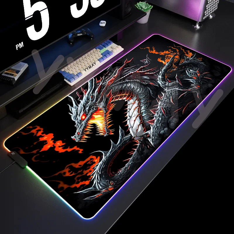 

LED Gaming Mousepads Dragon Original Large Backlight Desk Mat 39.3x19.6in Gamer Mousepad RGB Mouse Pad Luminous Mouse Mat