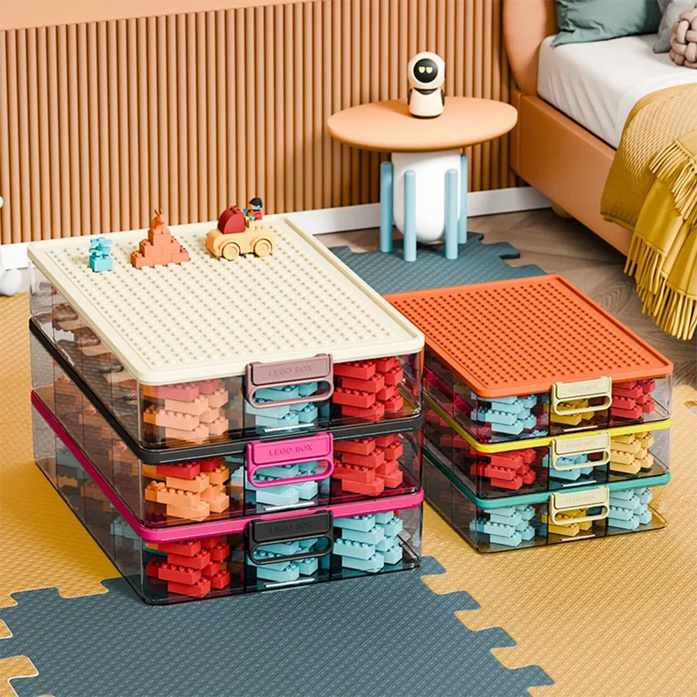 Lego Toy Storage Box Portable Handheld Toy Block Organizers Cute Shelves Household Daily Small Items Organizer Storage Organizer