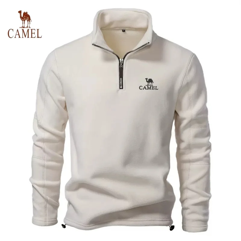 

CAMEL thick warm wool sweater, suitable for men's sportswear in autumn and winter, zipper collar pullover, windproof jacket