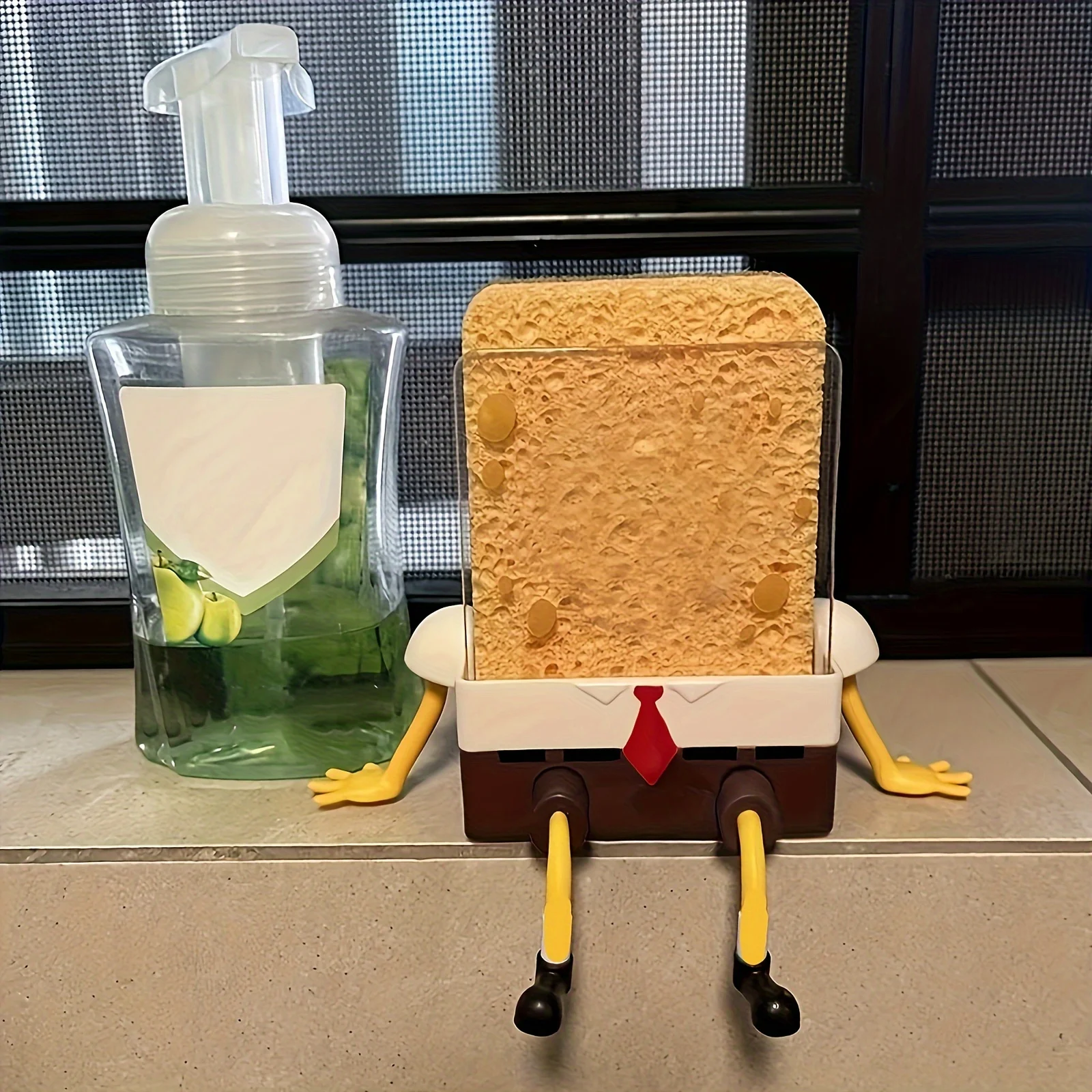 1pc Cartoon Sponge Drain Rack - Creative Sink Organizer Basket for Bathroom, Kitchen, and Coffee Bar Accessories