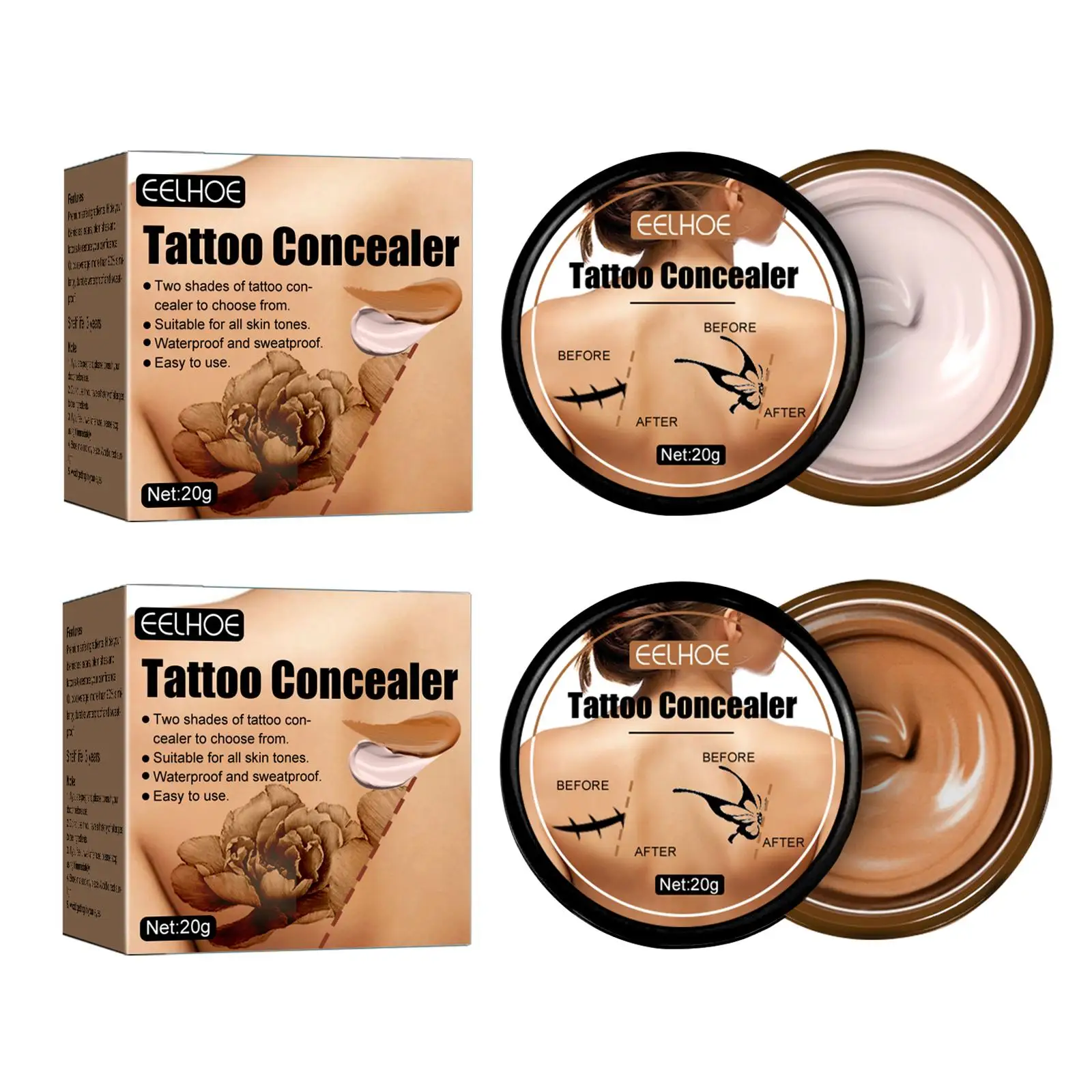 Tattoo Concealer Waterproof Makeup Skin Blemish Print Freckle Scar Cover Concealer For Male And Female Tattoos Colour Corrector