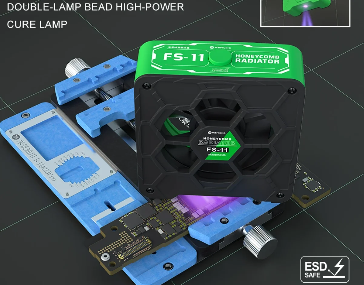 FS-11 مروحة تبريد ومعالجة 3 في 1، عادم دخان قابل للتعديل بثلاث سرعات مع مصباح UV عالي الطاقة لطباعة الراتنج