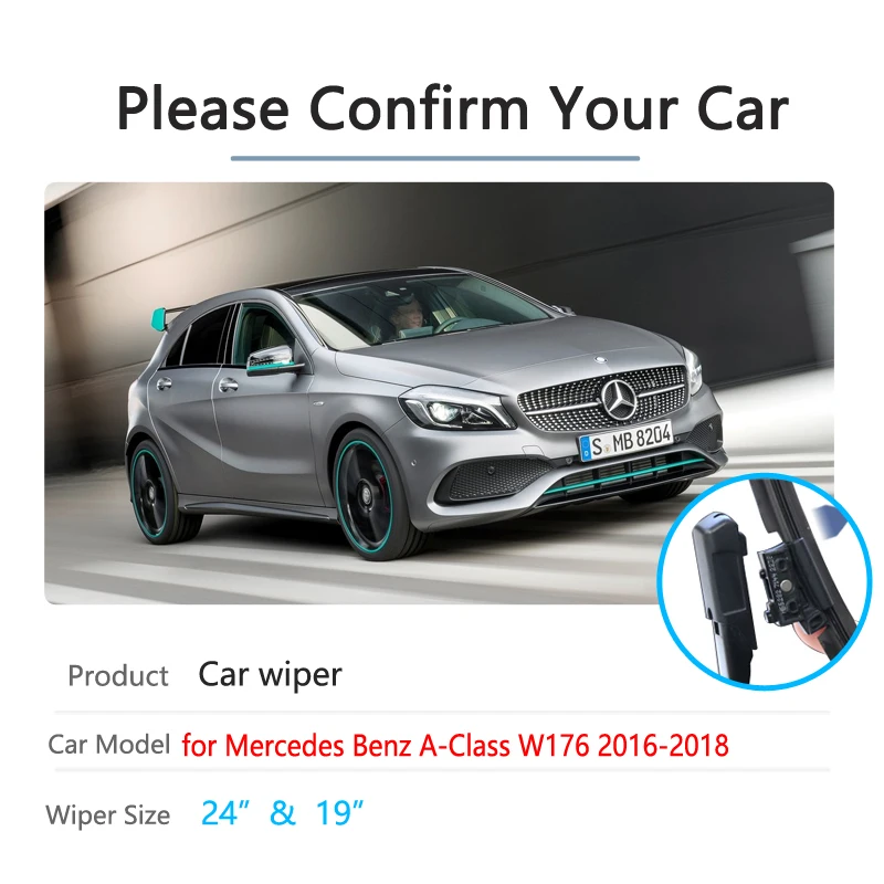 Car Wiper Blades for Mercedes Benz A Class W176 2016~2018 Windscreen Washer Brusdes Accessories A-Klasse A160 A180 A200 A45 2017