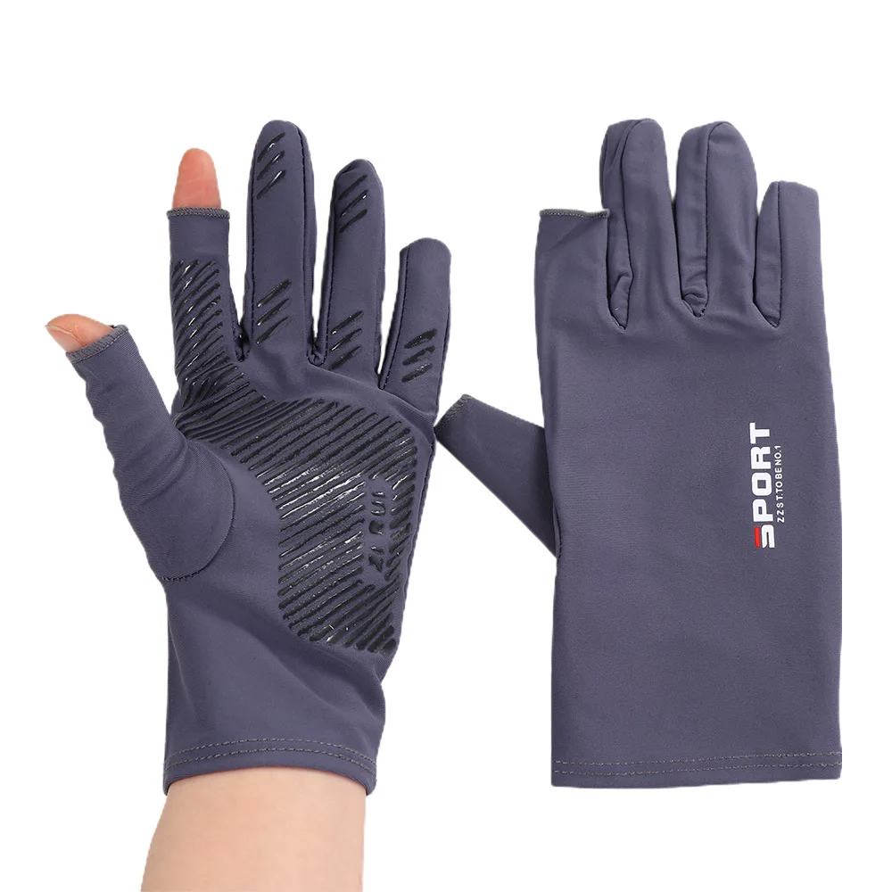 Solid Color Driving Climb Mountains Ridding Gloves Non-slip Mittens Men Elastic Gloves Half Finger Gloves Ice Silk Gloves