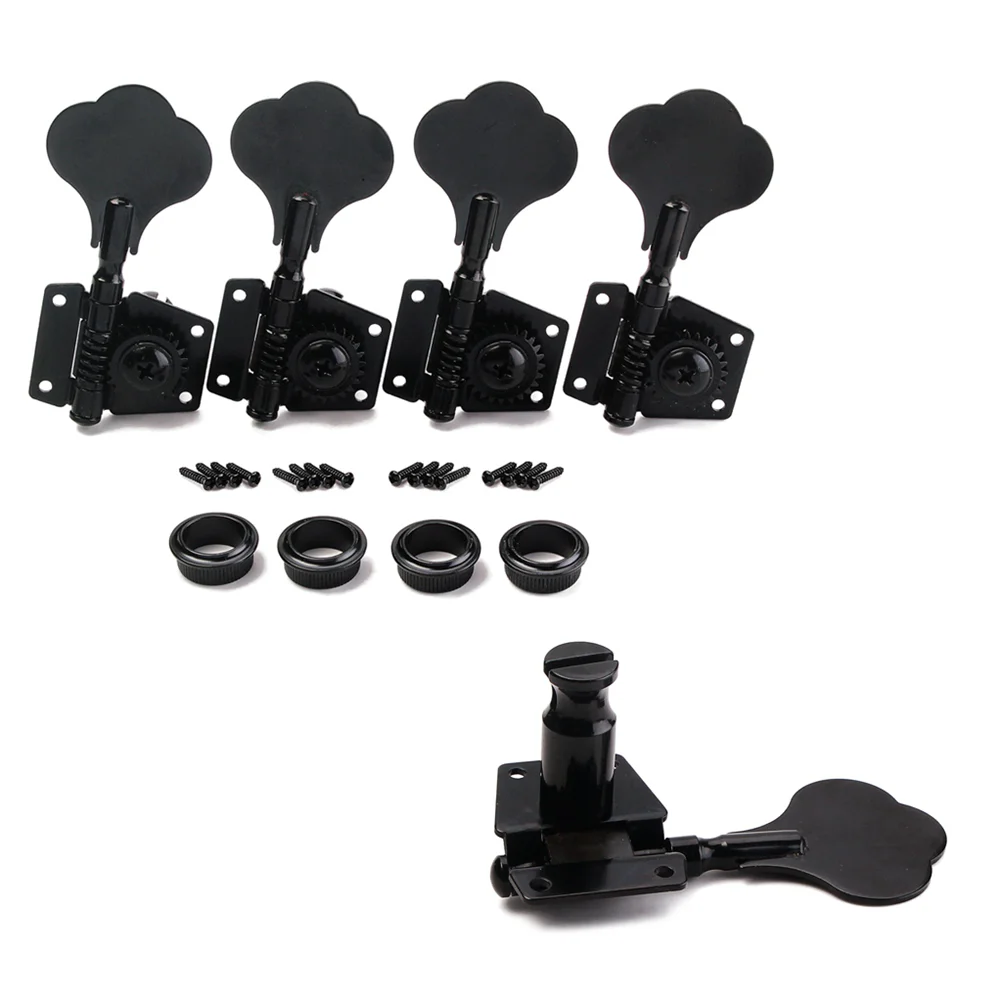 Bass Tuning Pegs Keys Tuner Machine Heads Vintage Open Style 4R Tuner Heads Set with Mounting Screws Ferrules for 4 String Bass