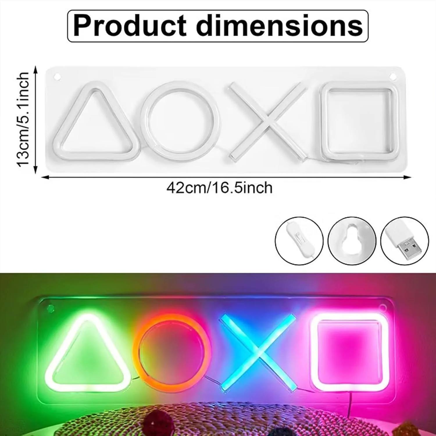 Gamer Neon Sign PS4 Game Icon Light for Wall Hanging Atmosphere Lamp Colorful LED Night Light Gaming Room Decoration