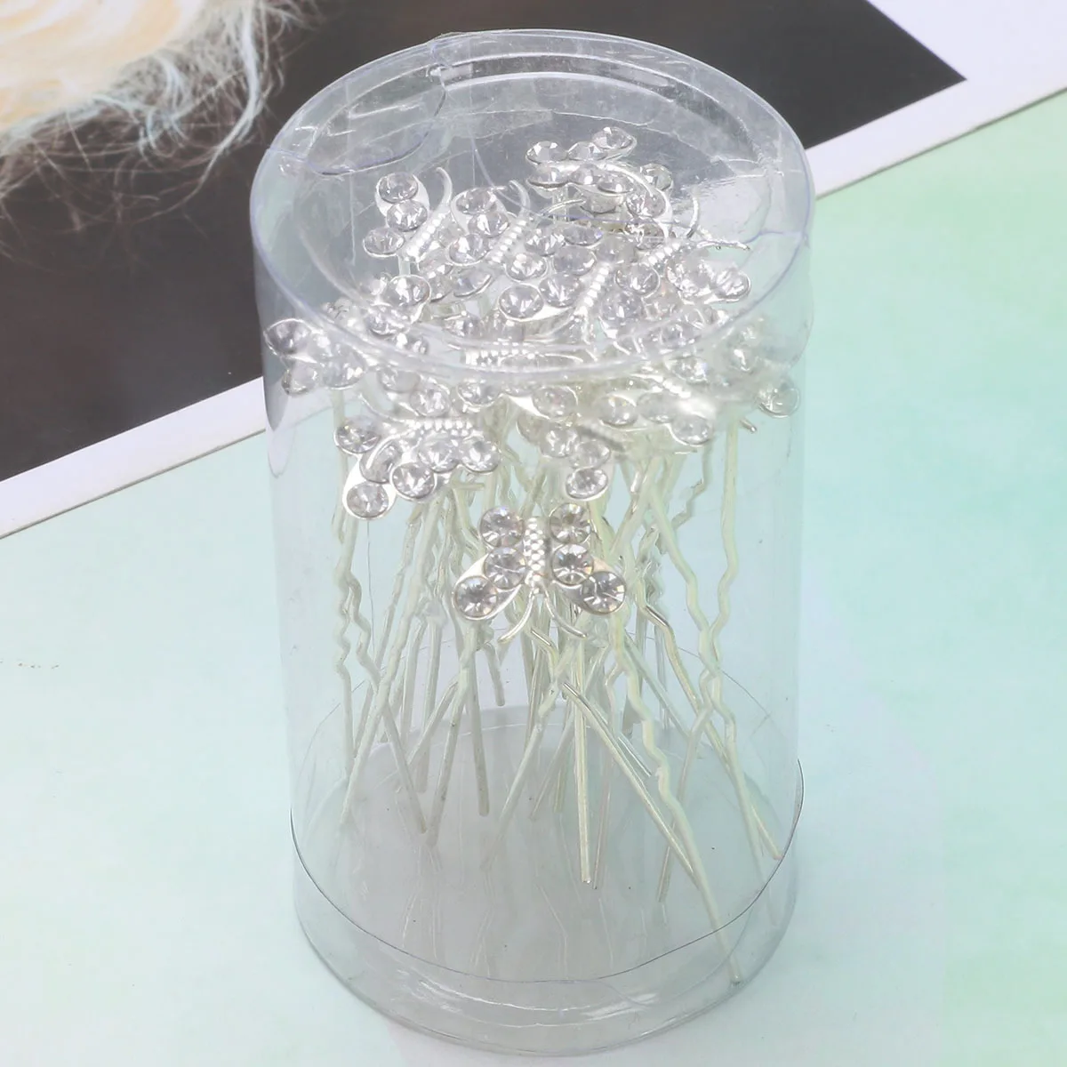 

19Pcs Butterfly Hairpin Set White Bridal Hair Accessories Elegant for Wedding Bride Bridesmaid Crystal Hair Jewelry