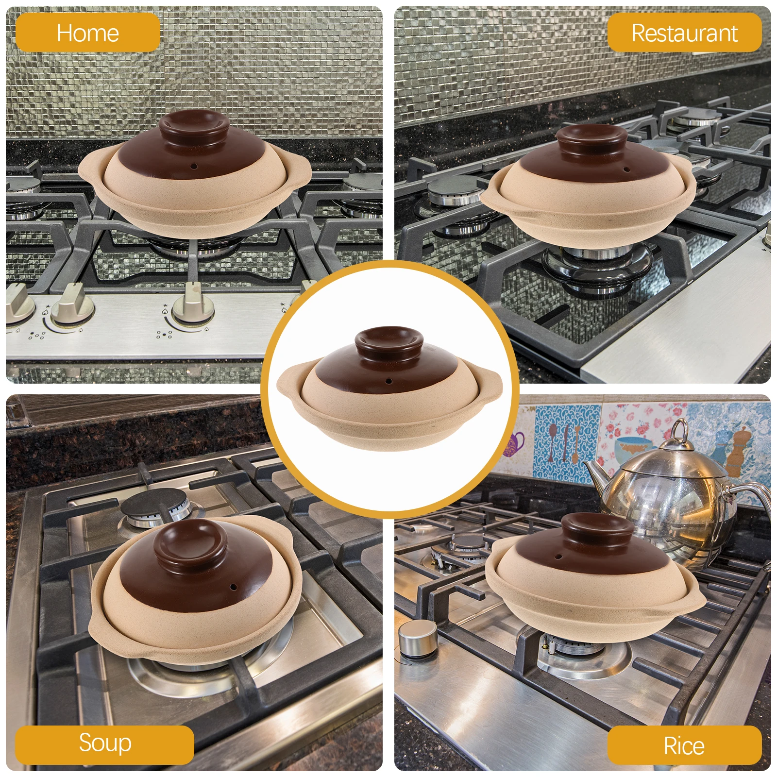 

1Pcs Delicate Ceramic Cooking Pot with Lid Compact Design Easy to Use for Hot Pot Soup Rice Stew Household Restaurant Use