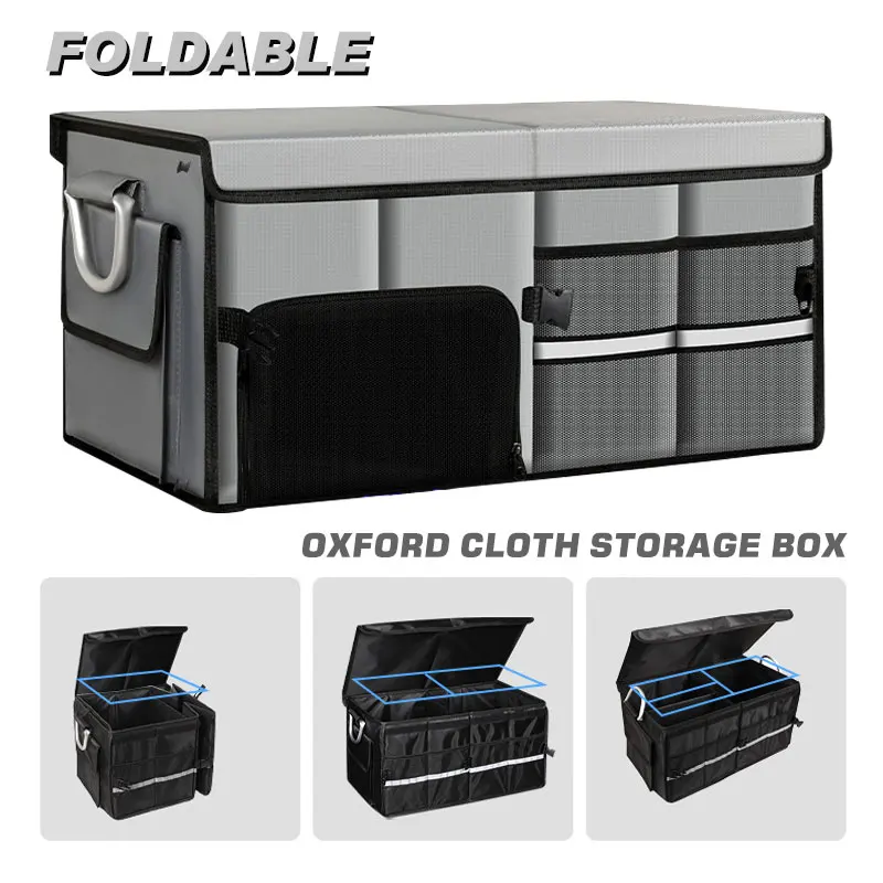  Foldable Trunk Storage Box Waterproof Oxford Cloth Organizer 28/55L Large-Capacity Folding Organizador for Camping/Fishing