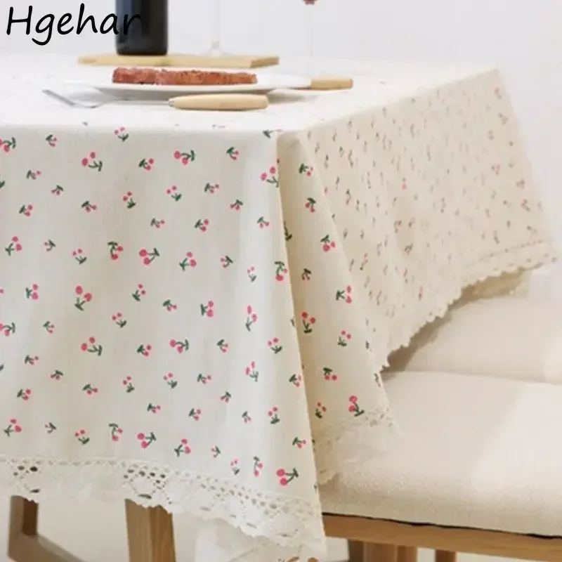 Rectangular Lace Table Cloth Decorative Floral cloth Linen and Cotton Dining  Cover Picnic Mantel De Mesa Ins Modern