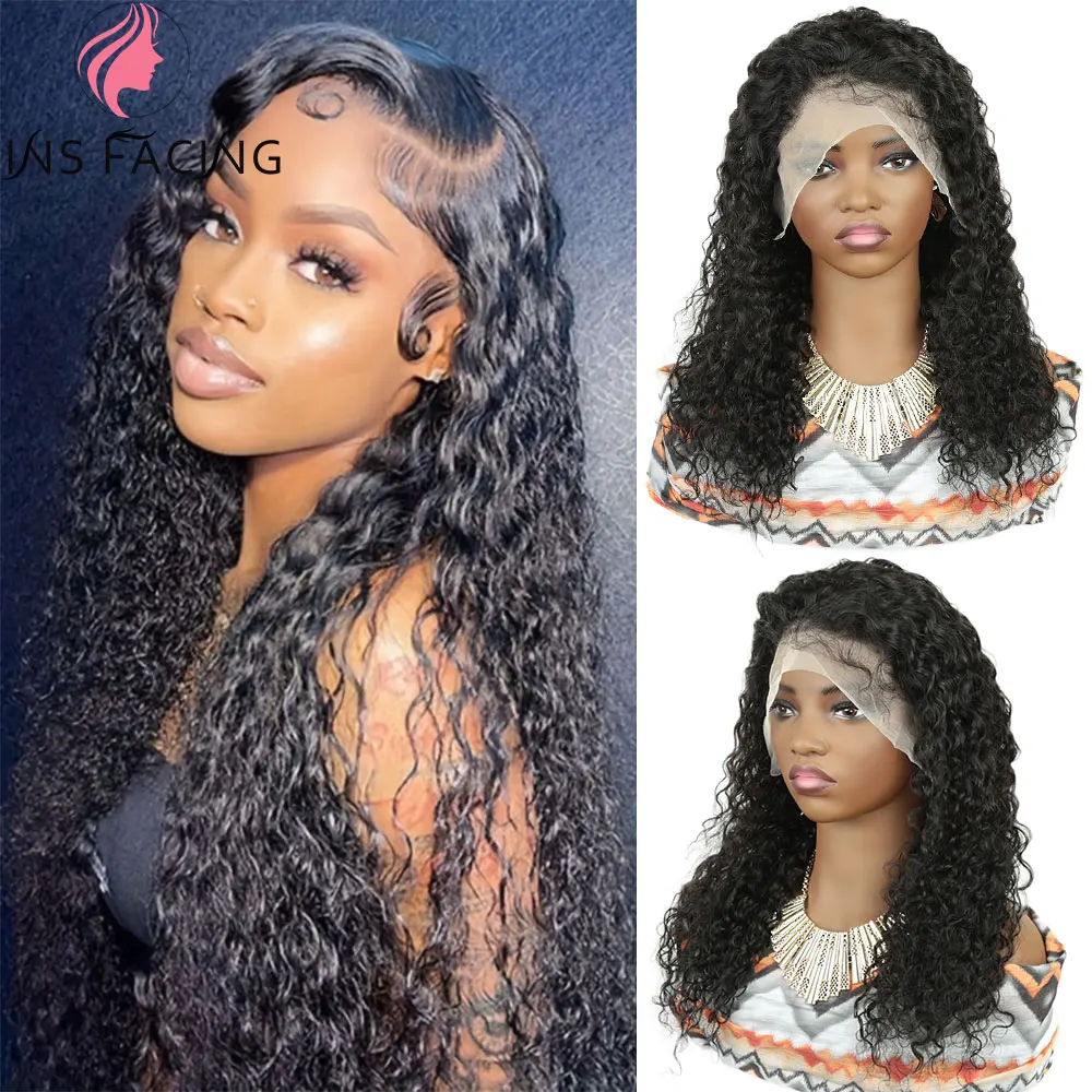 

INS FACING 13x6 Transparent Lace Frontal Human Hair Wig Water Wave Lace Wigs for Women Deep Curly Lace Front Human Hair Wigs