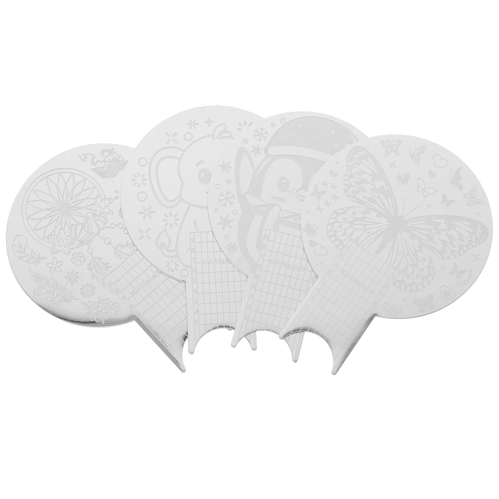 

4pcs Plates Blue Film Round DIY Nail Stamper Nail Art Design Nails Stamper Stencil Template Steel Various Patterns
