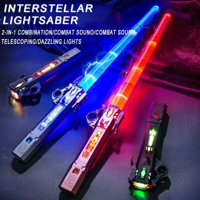 Retractable Lightsaber Finger Rotating Laser Sword Flash Luminous Soundfont Force FX FOC Blaster Cosplay Battle Toy for Children